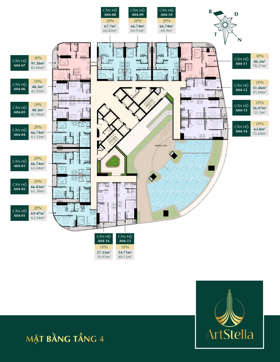 Mặt Bằng Tầng 4 Art Stella