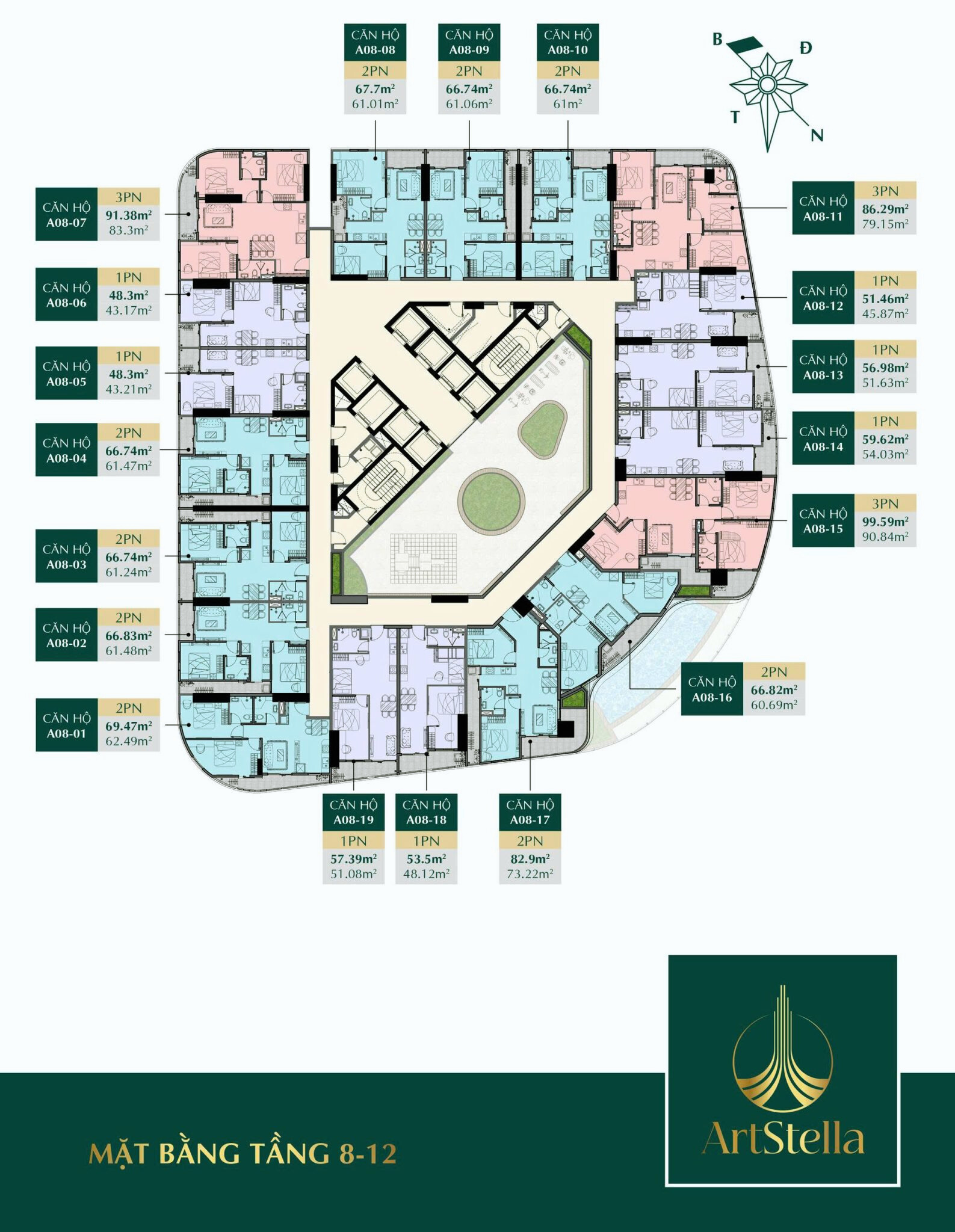 Mặt Bằng Tầng 8-12 Art Stella